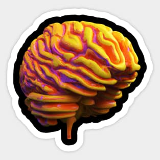 Neon Brain Realistic Retro Science Colorful Sticker